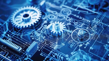 Obraz premium Detailed view of interlocking metallic gears in motion, showcasing the complexity and precision of mechanical engineering and machinery