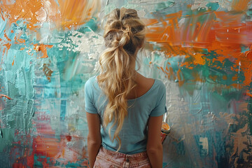 Fototapeta premium Generative ai image of a professional woman renovating and remodeling of a house with care and precision