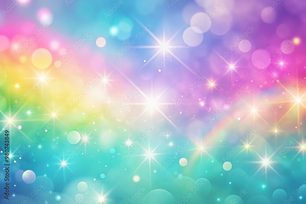 Poster Soft focus pastel color gradient background featuring a vibrant and whimsical rainbow blur with dazzling colors, perfect for adding a touch of magic to designs.