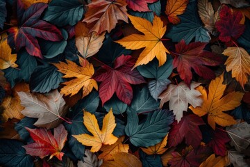 Fototapeta premium Flatlay autumn maple leaves leaf nature maple leaf.