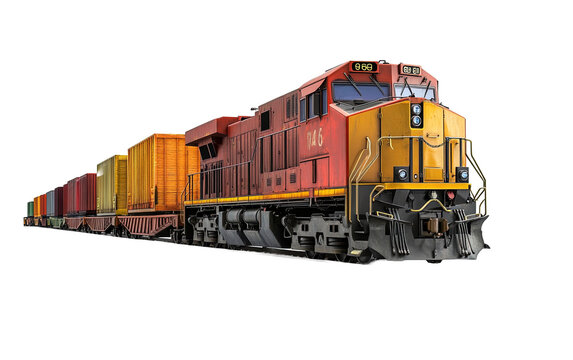 Freight train isolated on white or transparent background