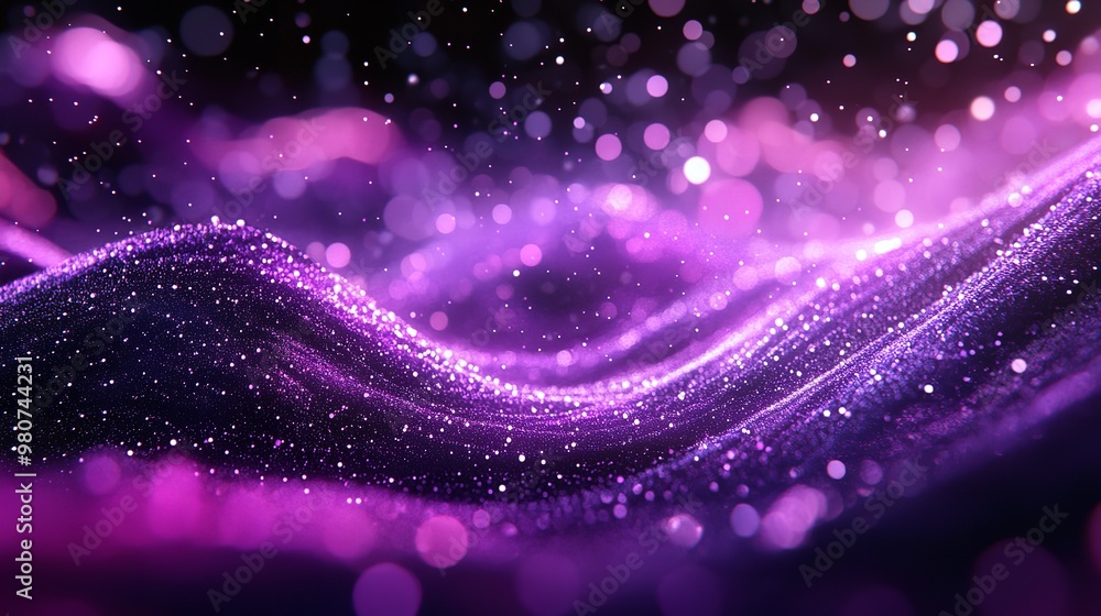 Aufkleber purple digital wave with particle effect background
