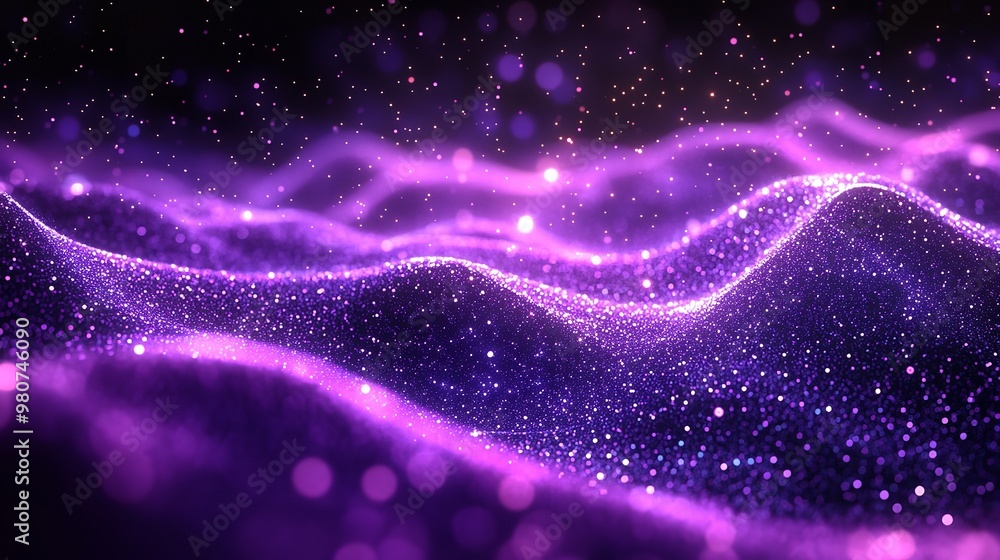 Aufkleber purple digital wave with particle effect background