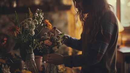 Flower Arrangement in Sunlit Room