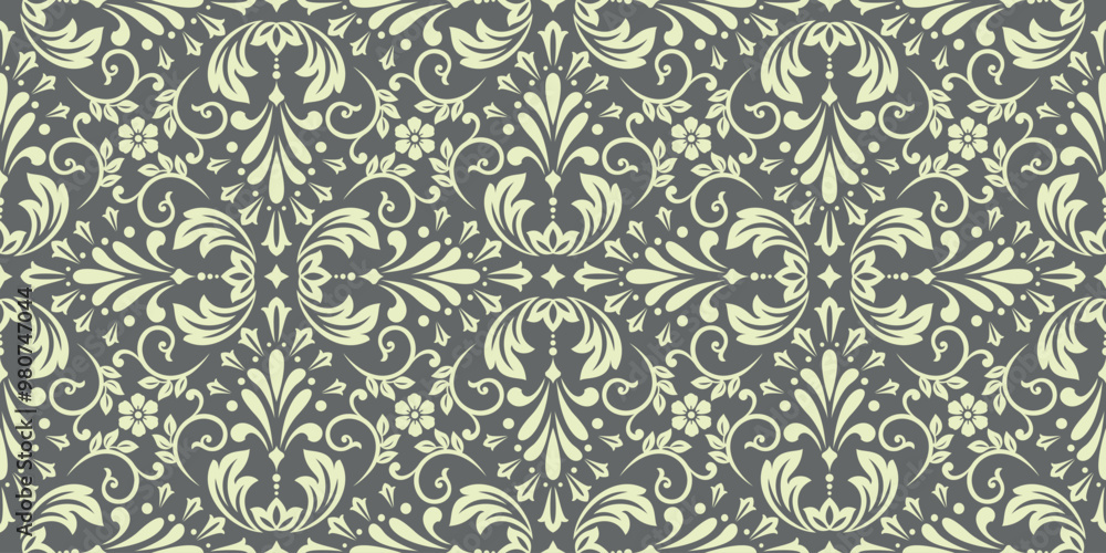 Poster flower geometric pattern. seamless vector background. beige and gray ornament. ornament for fabric, 