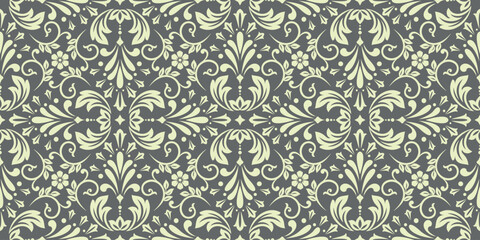 Flower geometric pattern. Seamless vector background. Beige and gray ornament. Ornament for fabric, wallpaper, packaging. Decorative print