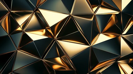 A stunning abstract pattern featuring shiny gold and black pyramids, perfect for modern design projects or artistic backgrounds.