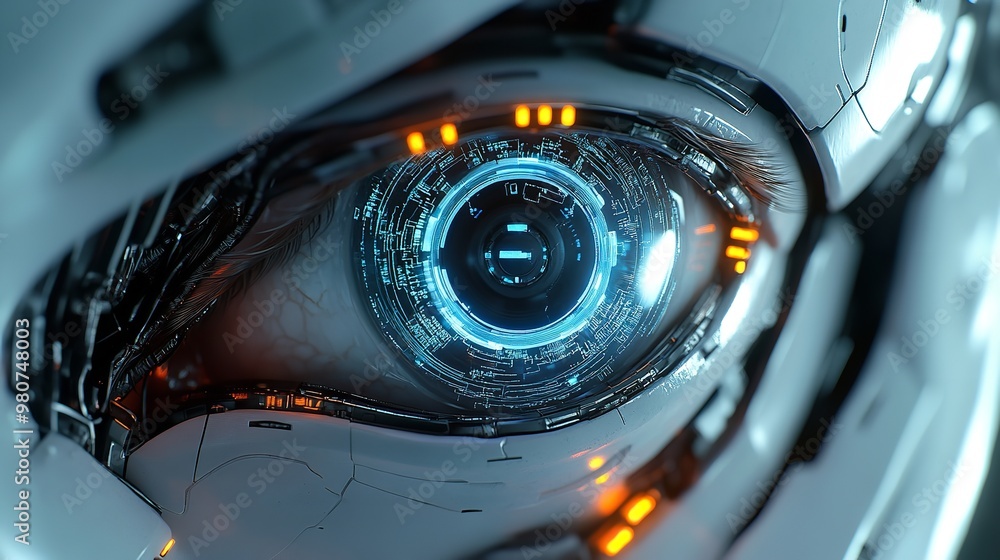 Aufkleber a closeup of an eye with the iris showing digital circuitry, symbolizing vision and ai integration i