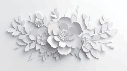 Paper cut flowers on white background. Vector illustration for your design.