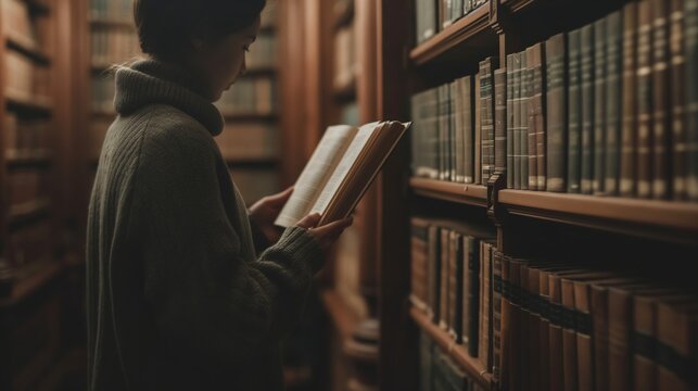 Reading in a Cozy Library