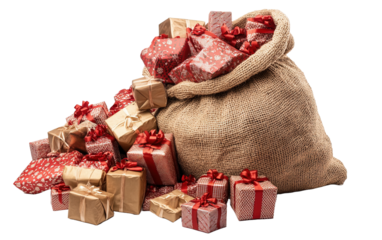 Festive Holiday Sack isolated on white or transparent background