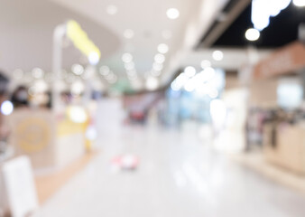 Shopping blur people mall inside of background out of focus.