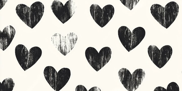 Black heart print on white background.
