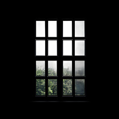 Silhouette of window on black background for 3D gobo mask.