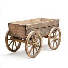 Fototapeta premium wooden cart, isolated, on white background