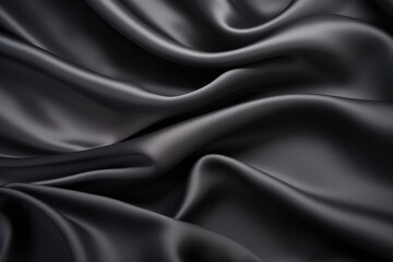 Fototapeta premium Black gray satin dark fabric texture silk backgrounds abstract.