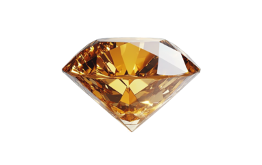 Gold diamond isolated on white or transparent background