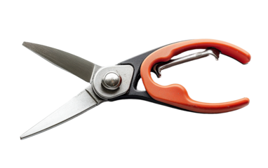 Garden pruning shears open isolated on white or transparent background