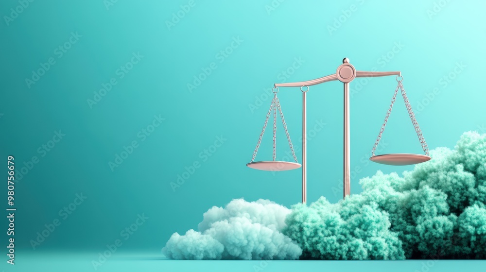Poster a graphic representing a digital scale with the symbols of freedom and security balanced on either s