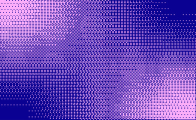 Halftone faded gradient spotted texture. Retro pixelated bitmap backdrop. Blue and pink colors. Y2K aesthetics texture. Retro game technology rectangle © Nastya