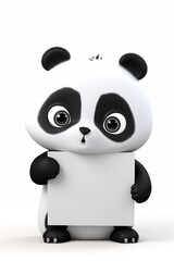 Obraz premium Sad panda standing white cute.