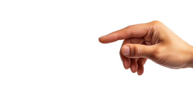 A close-up of a human hand pointing, symbolizing direction, communication, and interaction in various contexts.