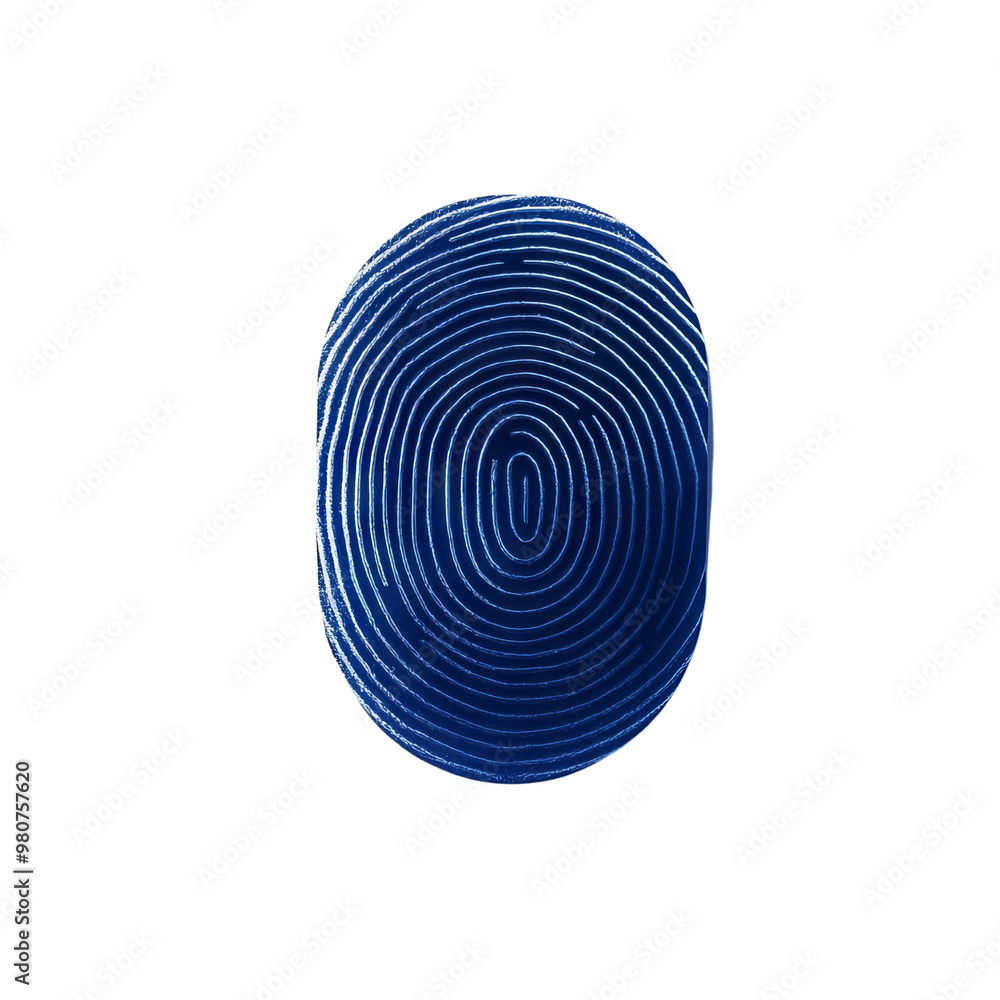 Poster a close-up view of a blue fingerprint design, symbolizing identity and security in a modern, digital