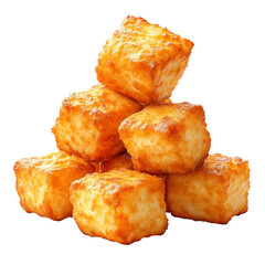 A delicious pile of crispy golden-brown tater tots, perfect for appetizers or snacks, showcasing their crunchy exterior.