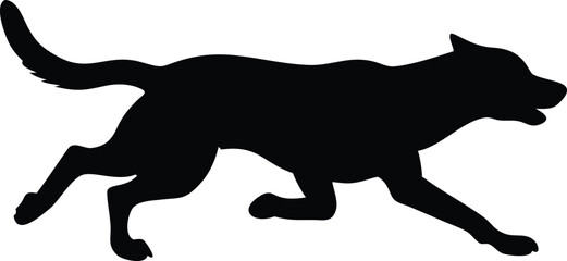 Dog Silhouette, Running Dog Vector, Playful Dog Silhouette SVG