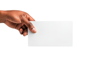 A hand holding a blank card, ideal for mockups or templates. Perfect for presentations and creative projects.