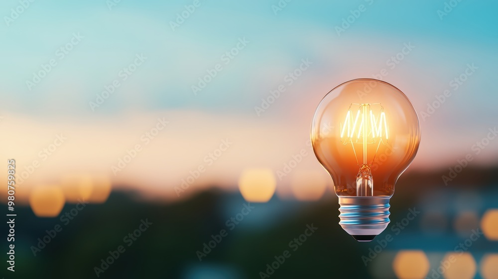 Poster a lightbulb glowing with a warm, soft light, representing a moment of calm reflection and insight.