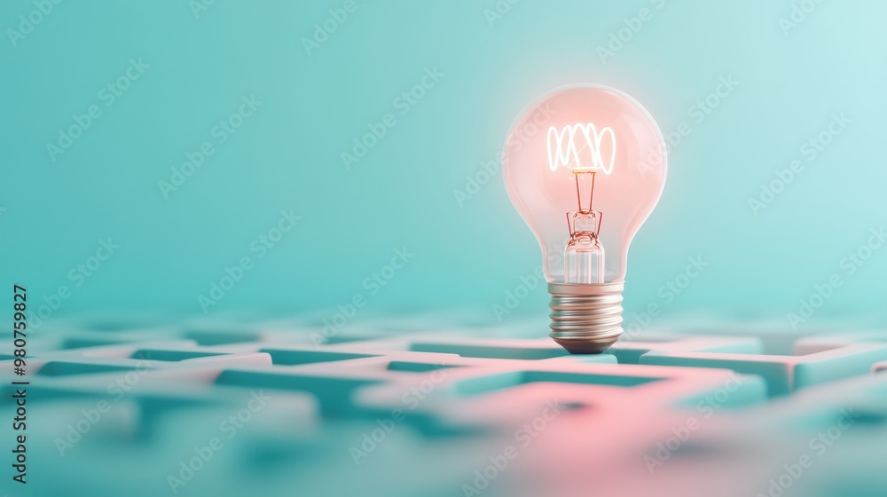 Poster a maze with a lightbulb at the end, representing the journey to solve a complex problem.