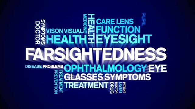 Farsightedness animated word cloud;text design animation tag kinetic typography seamless loop.