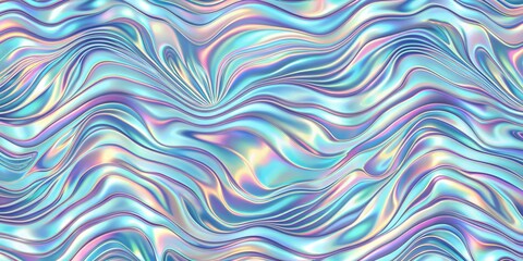 seamless iridescent silver abstract wavy marble or tiger stripe background texture trendy holographic metallic mirror foil pastel prism light effect retro 80s vaporwave mirror foil 3d rendering