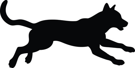 Dog Silhouette, Running Dog Vector, Playful Dog Silhouette SVG