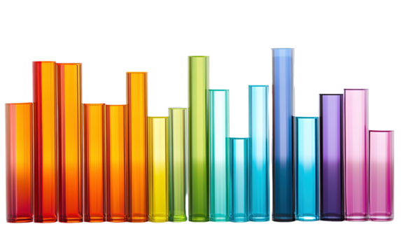 Glass Bar Chart isolated on white or transparent background