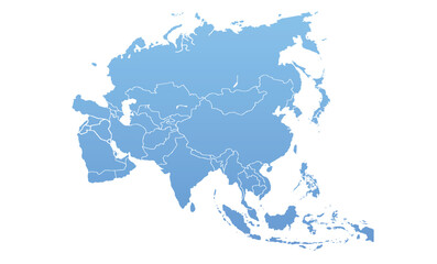 Asia map  modern colors vector, isolated on white background.Travel worldwide, map silhouette, backdrop, earth geography, political,reports,city, infographic, political, concept, outline.