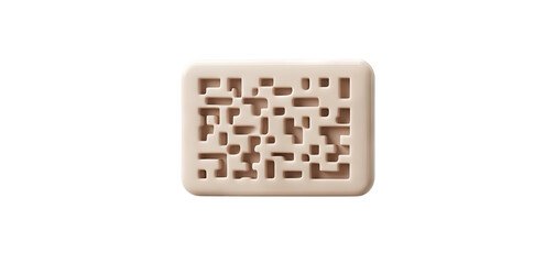 Close-up of a textured QR code on a neutral background, ideal for marketing and digital technology concepts.