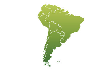 Map of south america modern colors vector, isolated on white background.Travel worldwide, map silhouette, backdrop, earth geography, political,reports,city, infographic, political, concept, outline.