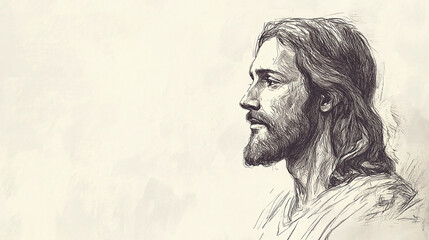 A simple sketch of Jesus Christ, providing space for additional text or imagery
