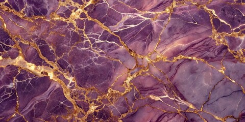 Fototapeta premium Elegant violet marble rose gold background texture featuring intricate patterns, luxurious veining, and subtle shimmer, perfect for high-end design, fashion, and beauty projects.