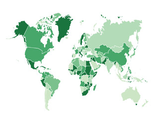 World map modern colors vector, isolated on white background.Travel worldwide, map silhouette, backdrop, earth geography, political,reports,city, infographic, political, concept, outline.