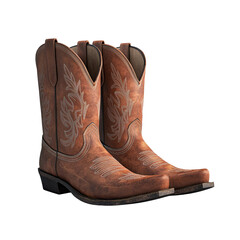 Stylish brown cowboy boots with intricate stitching, perfect for country attire and outdoor adventures.