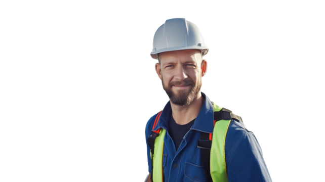 A happy handyman smiling on transparent background PNG.