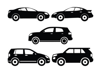 Fototapeta premium Set of silhouette automobile illustration. Car icon set.
