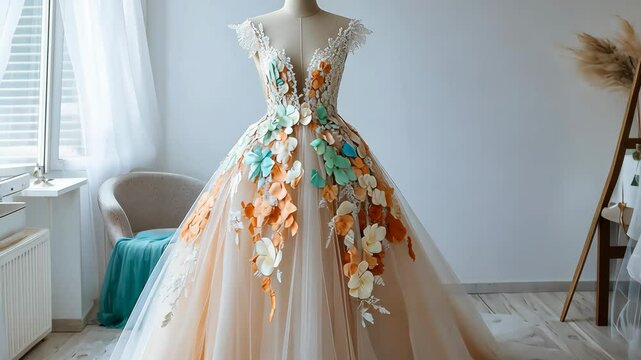 Elegant Gown With Floral Design