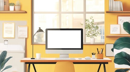 Stylish Home Office Background Designed for Online Meetings and Remote Work Productivity