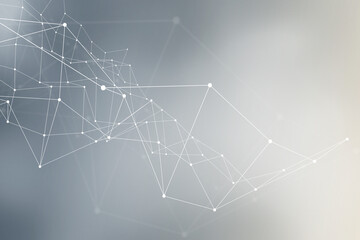 Background depicting an abstract network of dots and lines, creating a sense of connectivity within a polygonal structure, ideal for tech themes