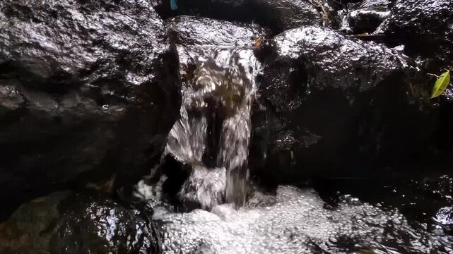 water flowing into the river