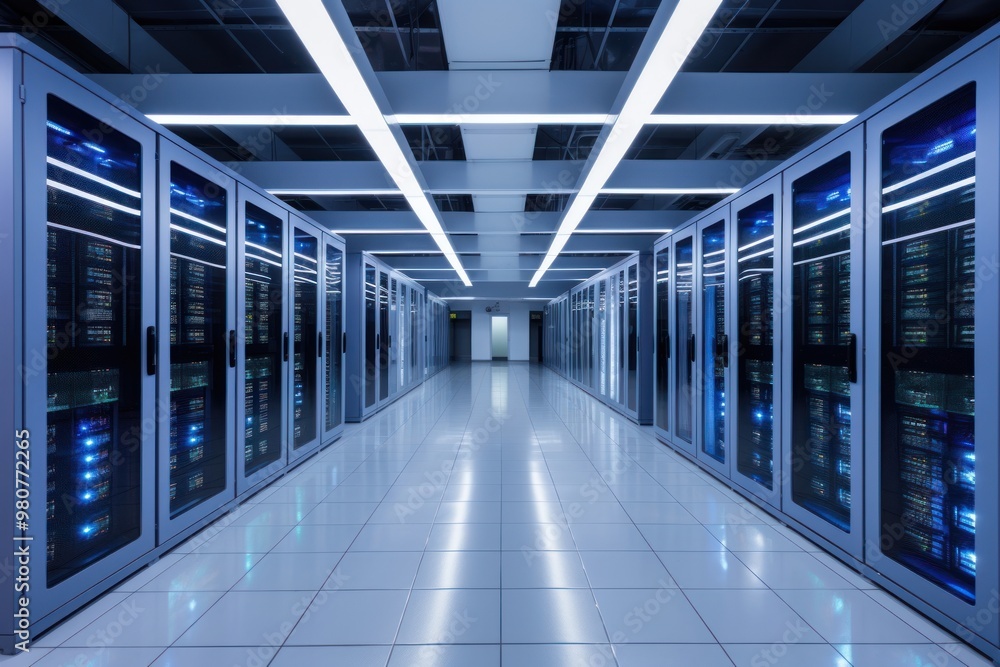 Poster server room computer architecture electricity.